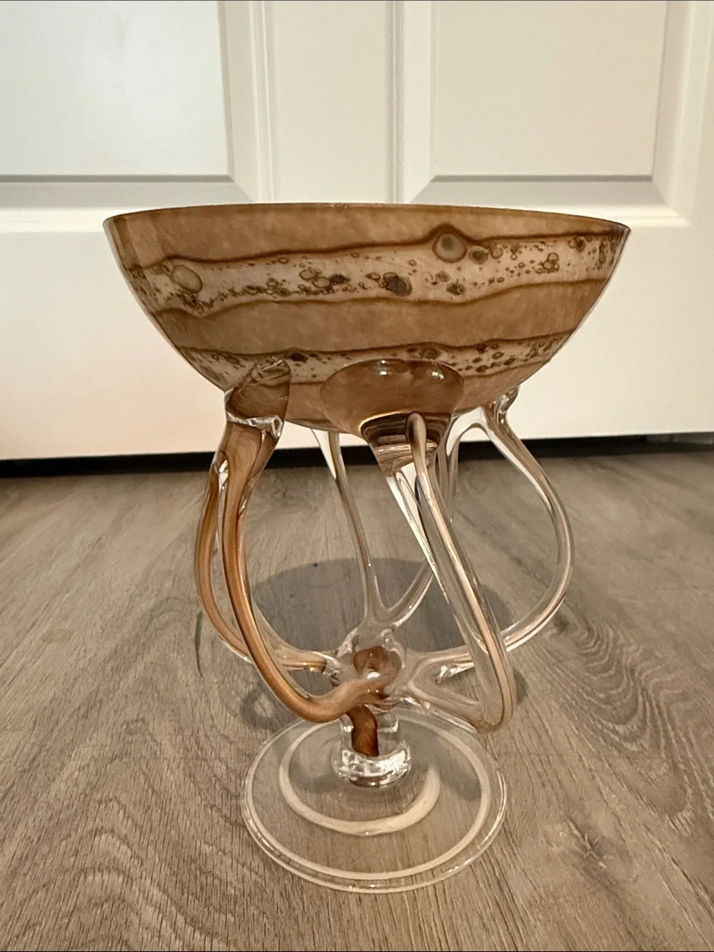 Vintage Jozefina Krosno Style Art Glass Octopus Pedestal Bowl 💕